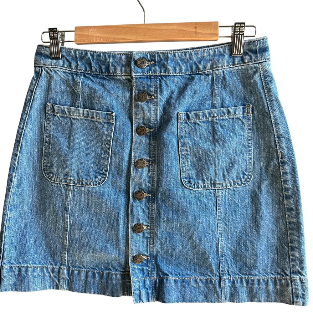 Ann Taylor LOFT Denim Mini Skirt Button Front Pockets Casual Size‎ 4 (27) NWOT